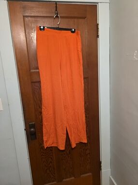 Bright Orange Wide-Leg  Pants